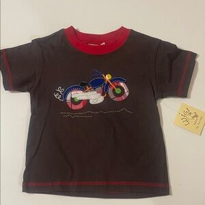New Boutique Brown Kids Shirt with Motorcycle - 2T